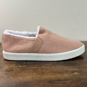 Vince Blair Shearling Sneakers 9 Womens Light Taupe Wool Shearling Lined Slip On